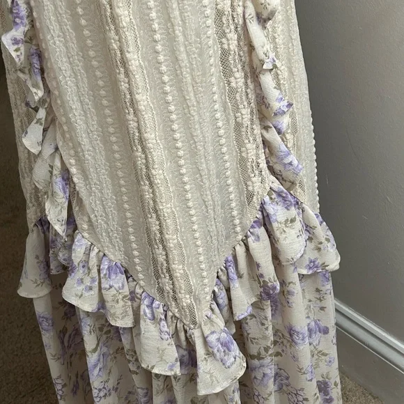 Free People Cream and Purple crop top and skirt - Picture 3 of 7